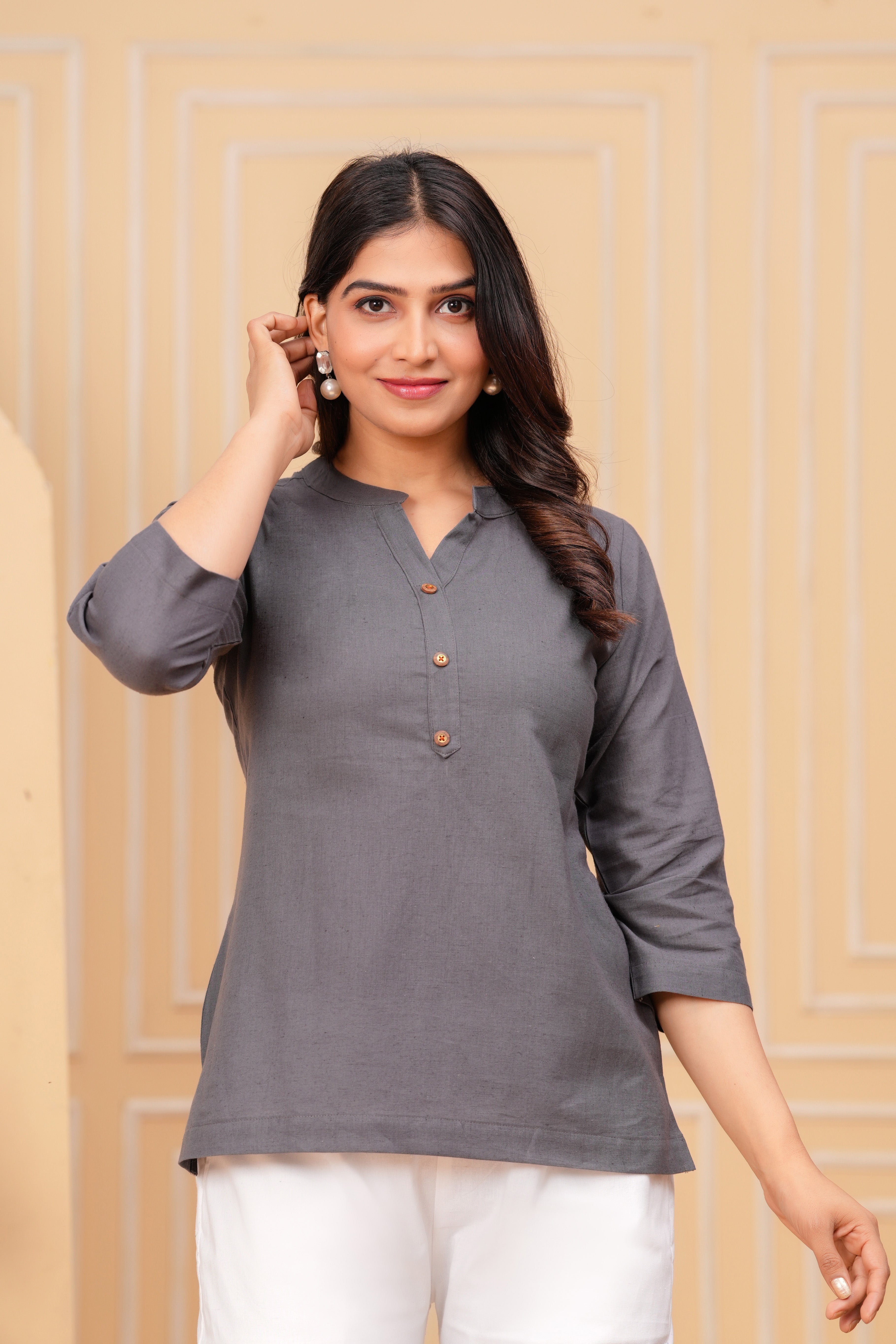 Linen Solid Short Kurta